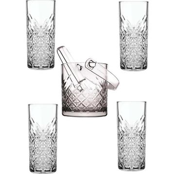 Paşabahçe Timeless Cam Buz Kovası Maşalı + Rakı Bardağı Seti