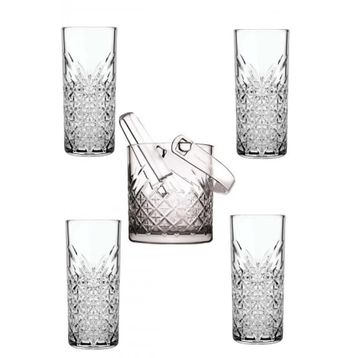 Paşabahçe Timeless Cam Buz Kovası Maşalı + Rakı Bardağı Seti