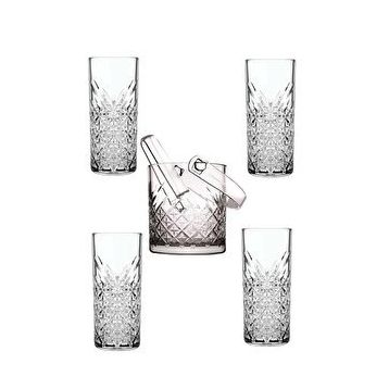 Paşabahçe Timeless Cam Buz Kovası Maşalı + Rakı Bardağı Seti