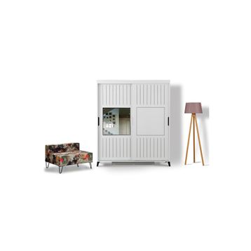 Pasific Home Huga Sürgülü 2 Çekmeceli Beyaz 150 cm Gardırop
