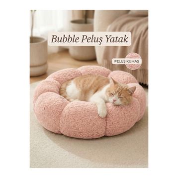 Patiderm Bubble Pembe Peluş Kedi Köpek Yatak