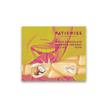 Patiswiss 100 gr Hindistan Cevizi Badem Krema Dolgulu Beyaz Çikolata