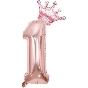 Patladı Gitti 1 Rakam Kral Tacı Rose Gold Folyo Balon Doğum Günü Parti Kutlama Seti