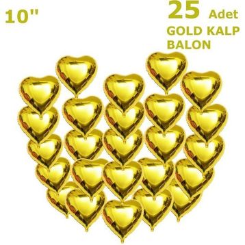Patladı Gitti 10 inç 25 Adet Gold Kalp Folyo Balon