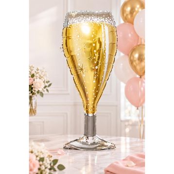 Patladı Gitti 100x45 cm Gold Şampanya Bardağı Bride To Be Bekarlığa Veda Partisi Büyük Boy Folyo Balon