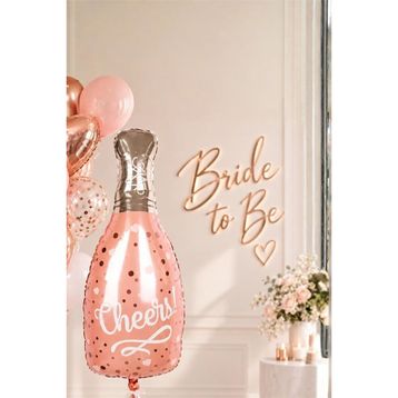 Patladı Gitti 100x48 cm Cheers Yazılı Büyük Boy Şampanya Şişesi Bride To Be Bekarlığa Veda Folyo Balon