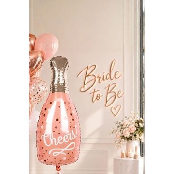 Patladı Gitti 100x48 cm Cheers Yazılı Büyük Boy Şampanya Şişesi Bride To Be Bekarlığa Veda Folyo Balon
