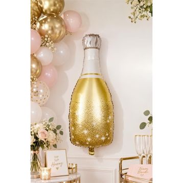 Patladı Gitti 100x49 cm Gold Renkli Büyük Boy Şampanya Şişesi Bride To Be Bekarlığa Veda Folyo Balon