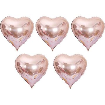 Patladı Gitti 15 inç 38 cm 5'li Rose Gold Kalp Folyo Balon