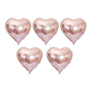Patladı Gitti 15 inç 38 cm 5'li Rose Gold Kalp Folyo Balon