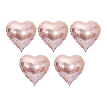 Patladı Gitti 15 inç 38 cm 5'li Rose Gold Kalp Folyo Balon