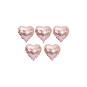 Patladı Gitti 15 inç 38 cm 5'li Rose Gold Kalp Folyo Balon