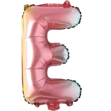 Patladı Gitti 16 inç 36 cm E Harf Gökkuşağı Folyo Balon