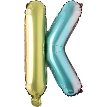 Patladı Gitti 16 inç 36 cm K Harf Gökkuşağı Folyo Balon