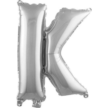Patladı Gitti 16 inç 36 cm K Harf Gümüş Folyo Balon
