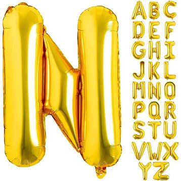 Patladı Gitti 16 inç 36 cm N Harf Gold Folyo Balon