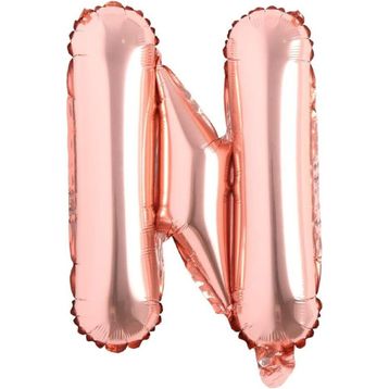 Patladı Gitti 16 inç 36 cm N Harf Rose Gold Folyo Balon