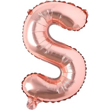 Patladı Gitti 16 inç 36 cm S Harf Rose Gold Folyo Balon