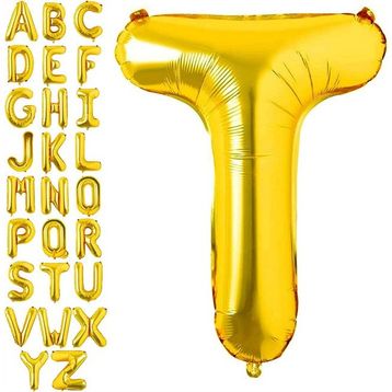 Patladı Gitti 16 inç 36 cm T Harf Gold Folyo Balon