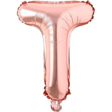 Patladı Gitti 16 inç 36 cm T Harf Rose Gold Folyo Balon