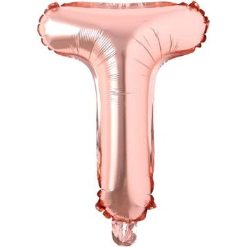Patladı Gitti 16 inç 36 cm T Harf Rose Gold Folyo Balon