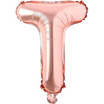Patladı Gitti 16 inç 36 cm T Harf Rose Gold Folyo Balon