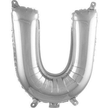 Patladı Gitti 16 inç 36 cm U Harf Gümüş Folyo Balon