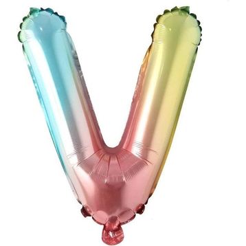 Patladı Gitti 16 inç 36 cm V Harf Gökkuşağı Folyo Balon