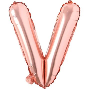 Patladı Gitti 16 inç 36 cm V Harf Rose Gold Folyo Balon