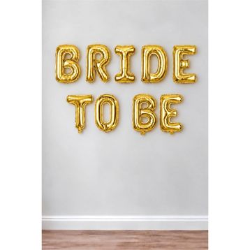 Patladı Gitti 16 inç 40 cm Bride To Be Gold Renk Parti Kutlama Folyo Balon Seti