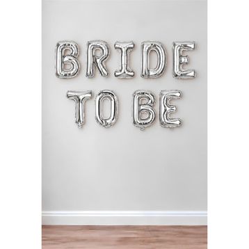 Patladı Gitti 16 inç 40 cm Bride To Be Gümüş Renk Parti Kutlama Folyo Balon Seti