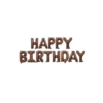 Patladı Gitti 16 inç Çikolata Kahverengi Happy Birthday Folyo Balon Set