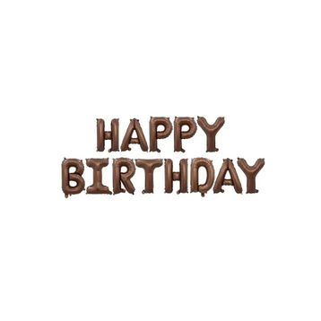 Patladı Gitti 16 inç Çikolata Kahverengi Happy Birthday Folyo Balon Set