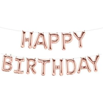 Patladı Gitti 16 inç Rose Gold Happy Birthday Folyo Balon Set