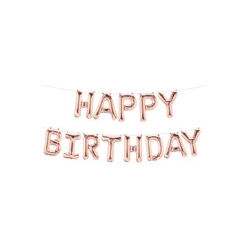 Patladı Gitti 16 inç Rose Gold Happy Birthday Folyo Balon Set