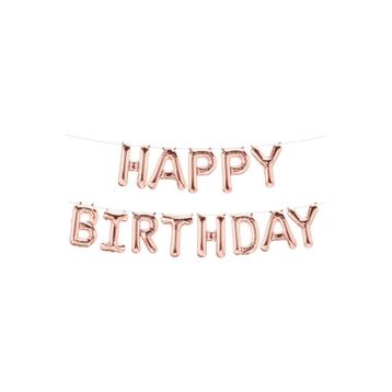 Patladı Gitti 16 inç Rose Gold Happy Birthday Folyo Balon Set