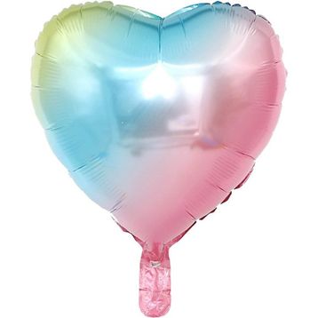 Patladı Gitti 18 inç 45 cm Gökkuşağı Kalp Folyo Balon