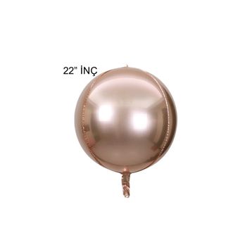 Patladı Gitti 22 inç 4D Büyük Boy Rose Gold Küre Folyo Balon
