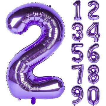 Patladı Gitti 32-34 inç 80 cm 2 İki Rakam Mor Folyo Balon