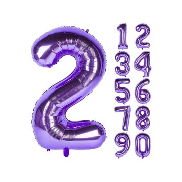 Patladı Gitti 32-34 inç 80 cm 2 İki Rakam Mor Folyo Balon