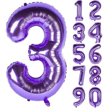 Patladı Gitti 32-34 inç 80 cm 3 Üç Rakam Mor Folyo Balon