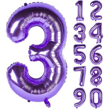 Patladı Gitti 32-34 inç 80 cm 3 Üç Rakam Mor Folyo Balon