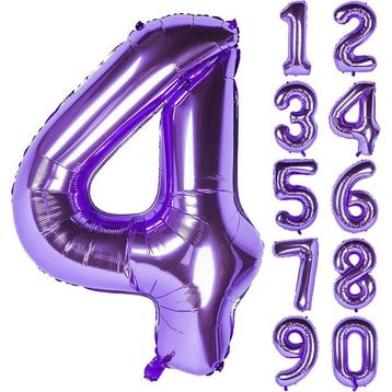 Patladı Gitti 32-34 inç 80 cm 4 Dört Rakam Mor Folyo Balon