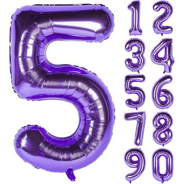 Patladı Gitti 32-34 inç 80 cm 5 Beş Rakam Mor Folyo Balon