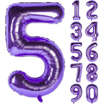 Patladı Gitti 32-34 inç 80 cm 5 Beş Rakam Mor Folyo Balon