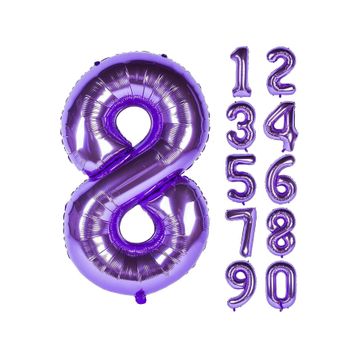 Patladı Gitti 32-34 inç 80 cm 8 Sekiz Rakam Mor Folyo Balon