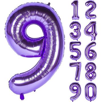 Patladı Gitti 32-34 inç 80 cm 9 Dokuz Rakam Mor Folyo Balon