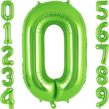 Patladı Gitti 32-34 inç 82 cm 0 Rakam Açık Yeşil Folyo Balon