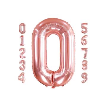 Patladı Gitti 32-34 inç 82 cm 0 Sıfır Rakam Rose Gold Folyo Balon