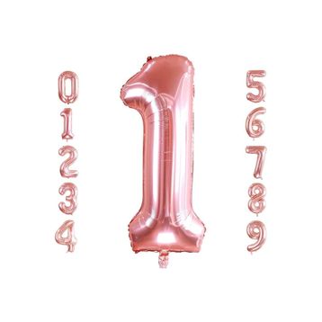 Patladı Gitti 32-34 inç 82 cm 1 Bir Rakam Rose Gold Folyo Balon